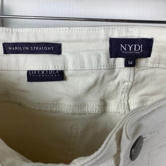 NYDJ Marilyn White Straight Leg Jeans Womens Size 14 High Rise - Picture 3 of 7